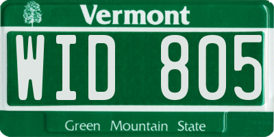VT license plate WID805