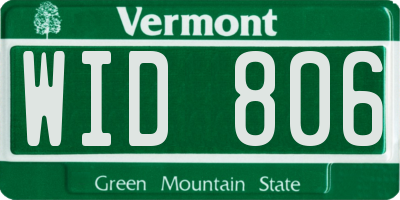 VT license plate WID806