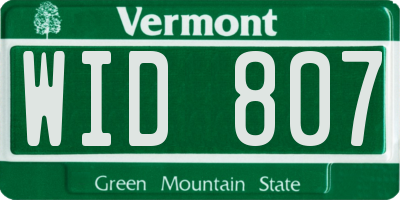 VT license plate WID807