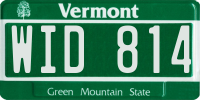 VT license plate WID814
