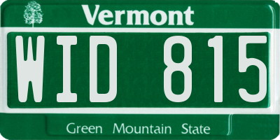 VT license plate WID815