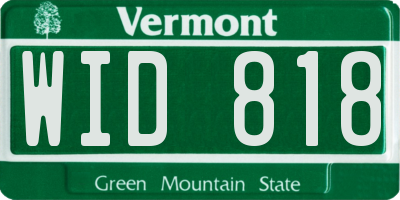 VT license plate WID818