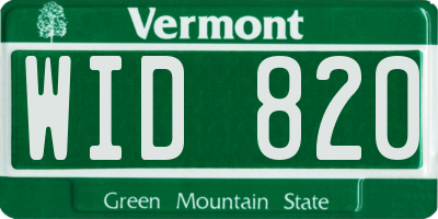 VT license plate WID820