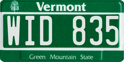 VT license plate WID835