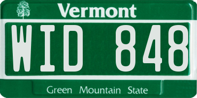 VT license plate WID848