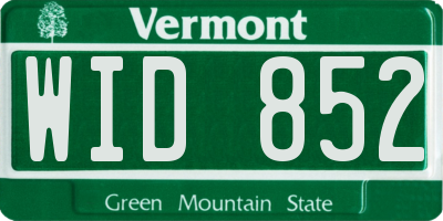 VT license plate WID852