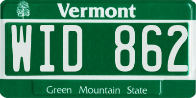 VT license plate WID862