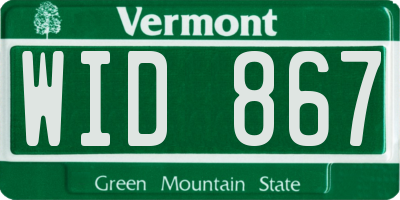 VT license plate WID867