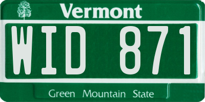 VT license plate WID871