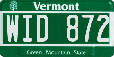 VT license plate WID872