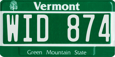 VT license plate WID874