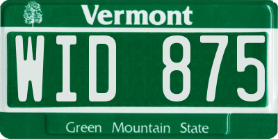 VT license plate WID875