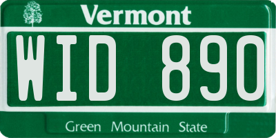 VT license plate WID890