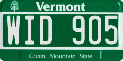 VT license plate WID905