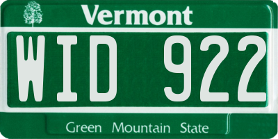 VT license plate WID922