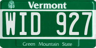 VT license plate WID927