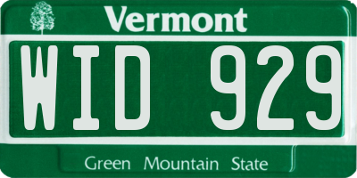 VT license plate WID929