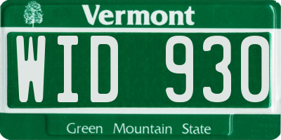 VT license plate WID930