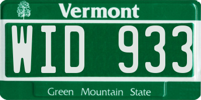 VT license plate WID933