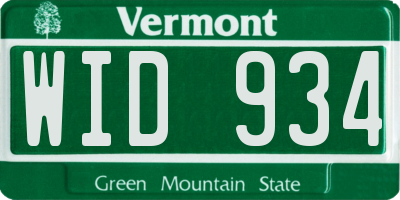 VT license plate WID934
