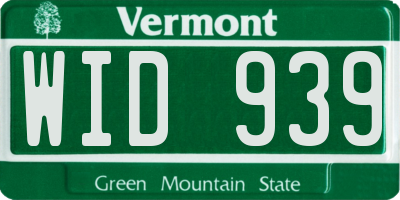 VT license plate WID939