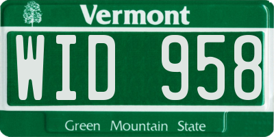 VT license plate WID958