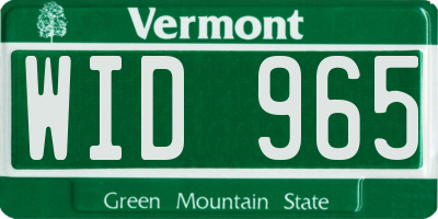 VT license plate WID965