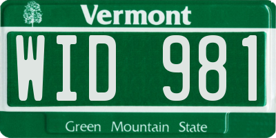VT license plate WID981