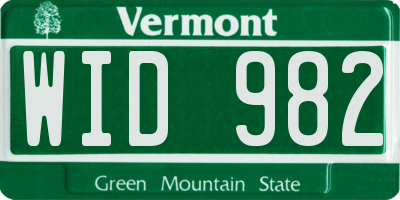 VT license plate WID982