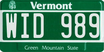 VT license plate WID989
