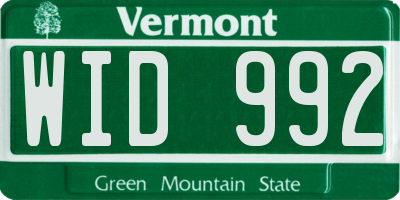 VT license plate WID992