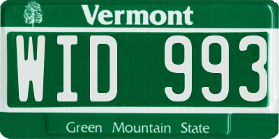 VT license plate WID993