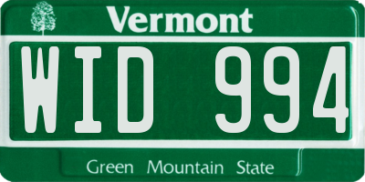 VT license plate WID994