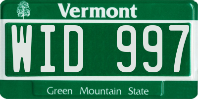 VT license plate WID997