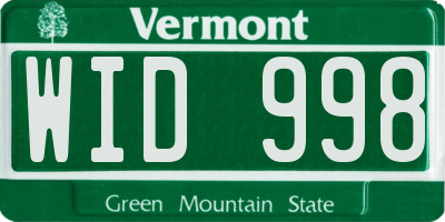 VT license plate WID998
