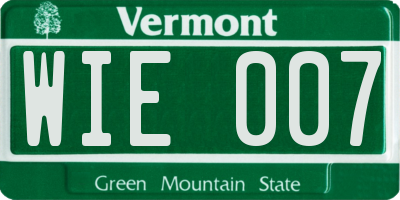 VT license plate WIE007