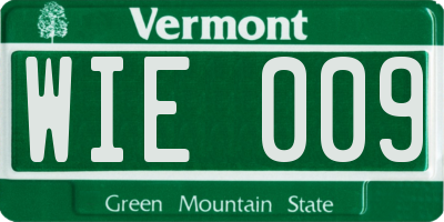 VT license plate WIE009