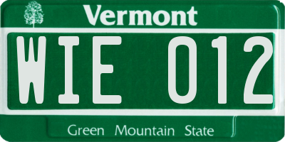 VT license plate WIE012