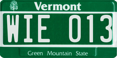 VT license plate WIE013