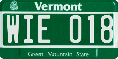 VT license plate WIE018