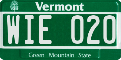 VT license plate WIE020