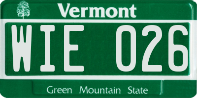 VT license plate WIE026