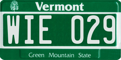 VT license plate WIE029