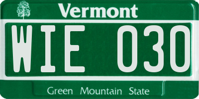 VT license plate WIE030