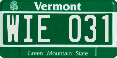 VT license plate WIE031