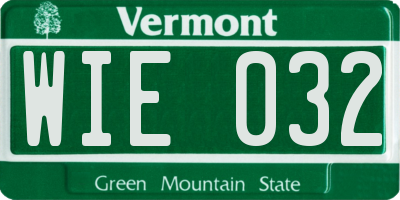 VT license plate WIE032