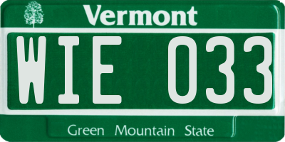 VT license plate WIE033