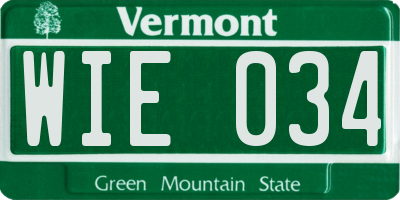 VT license plate WIE034