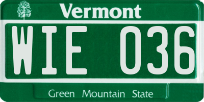 VT license plate WIE036