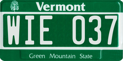 VT license plate WIE037
